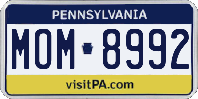 PA license plate MOM8992