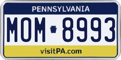 PA license plate MOM8993