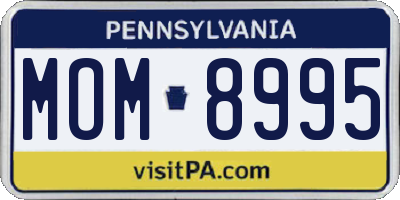 PA license plate MOM8995
