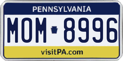 PA license plate MOM8996