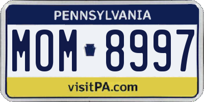 PA license plate MOM8997