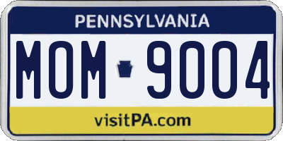 PA license plate MOM9004
