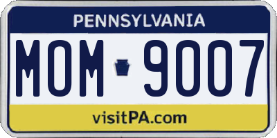 PA license plate MOM9007