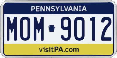 PA license plate MOM9012