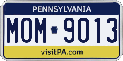 PA license plate MOM9013