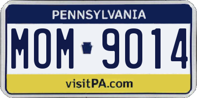 PA license plate MOM9014