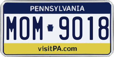 PA license plate MOM9018
