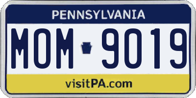 PA license plate MOM9019