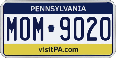 PA license plate MOM9020