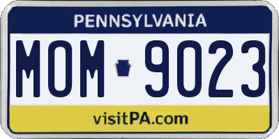 PA license plate MOM9023