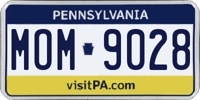 PA license plate MOM9028