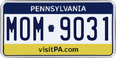 PA license plate MOM9031