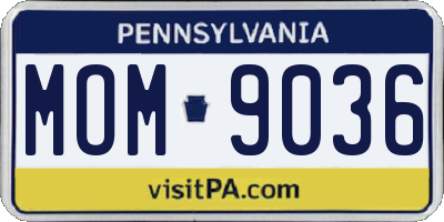 PA license plate MOM9036