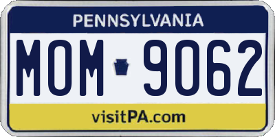 PA license plate MOM9062