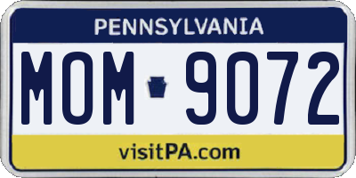 PA license plate MOM9072