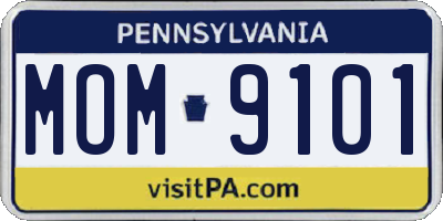 PA license plate MOM9101