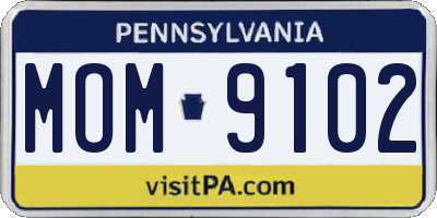 PA license plate MOM9102