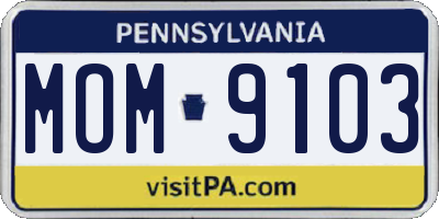 PA license plate MOM9103