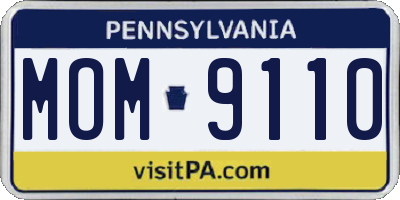 PA license plate MOM9110