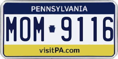 PA license plate MOM9116