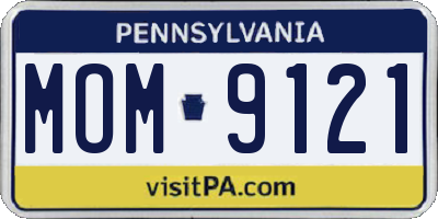 PA license plate MOM9121