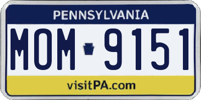 PA license plate MOM9151