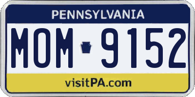 PA license plate MOM9152