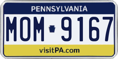 PA license plate MOM9167