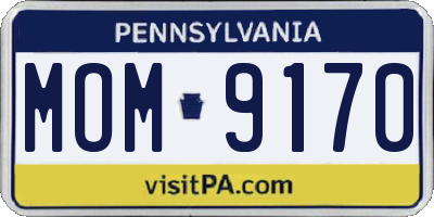 PA license plate MOM9170