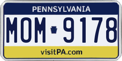 PA license plate MOM9178