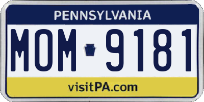 PA license plate MOM9181