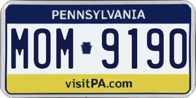 PA license plate MOM9190