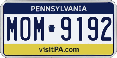 PA license plate MOM9192