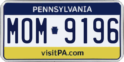 PA license plate MOM9196
