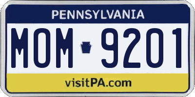 PA license plate MOM9201