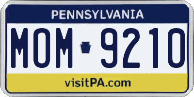 PA license plate MOM9210
