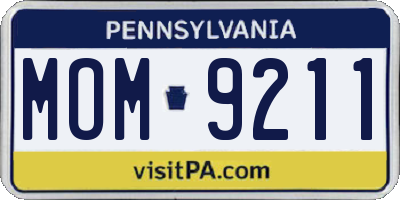 PA license plate MOM9211