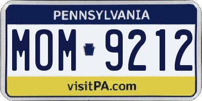 PA license plate MOM9212