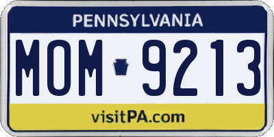 PA license plate MOM9213