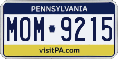 PA license plate MOM9215