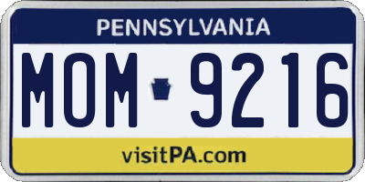 PA license plate MOM9216