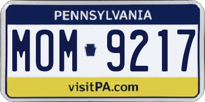 PA license plate MOM9217
