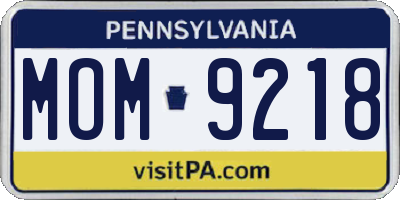 PA license plate MOM9218