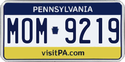 PA license plate MOM9219