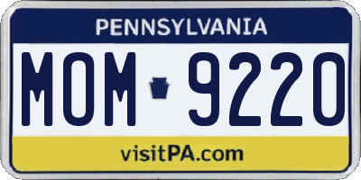 PA license plate MOM9220