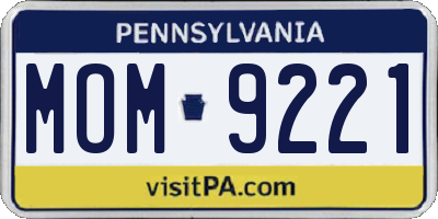 PA license plate MOM9221