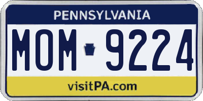 PA license plate MOM9224