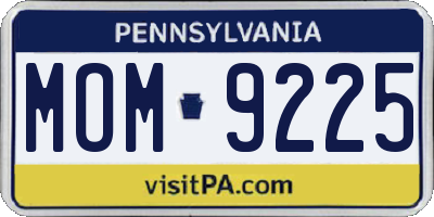 PA license plate MOM9225