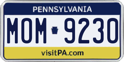 PA license plate MOM9230