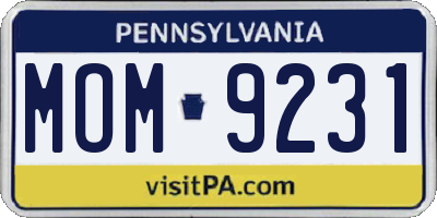 PA license plate MOM9231